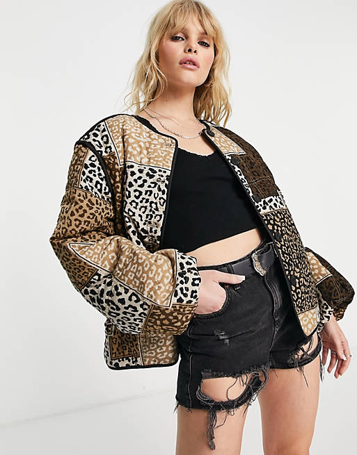 Object - Giacca bomber con stampa animalier mista