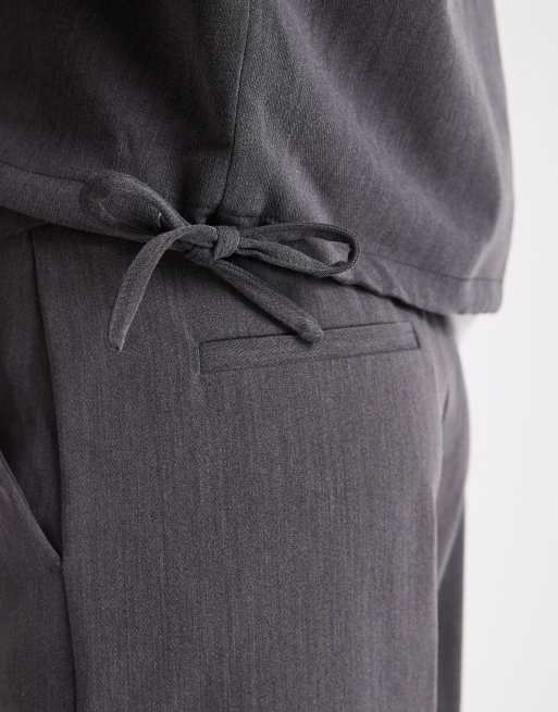 Object - Giacca sartoriale grigio mélange con zip in coordinato, 4 di 4