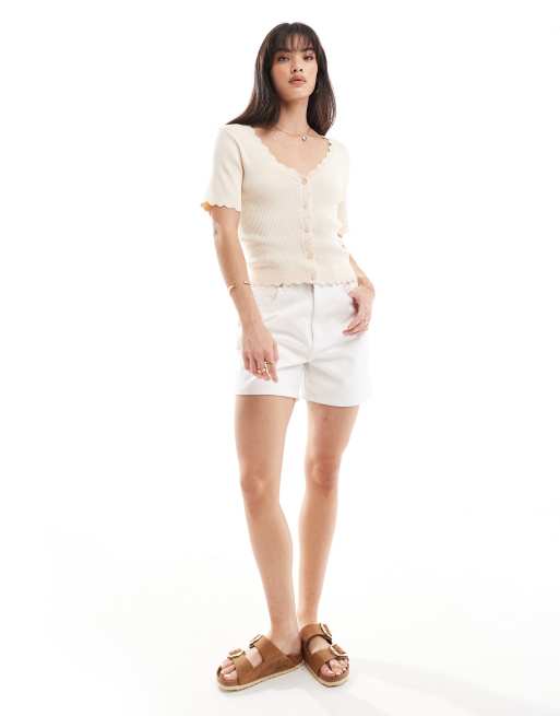 Object - Gilet boutonné en maille côtelée - Crème, 3 de 4