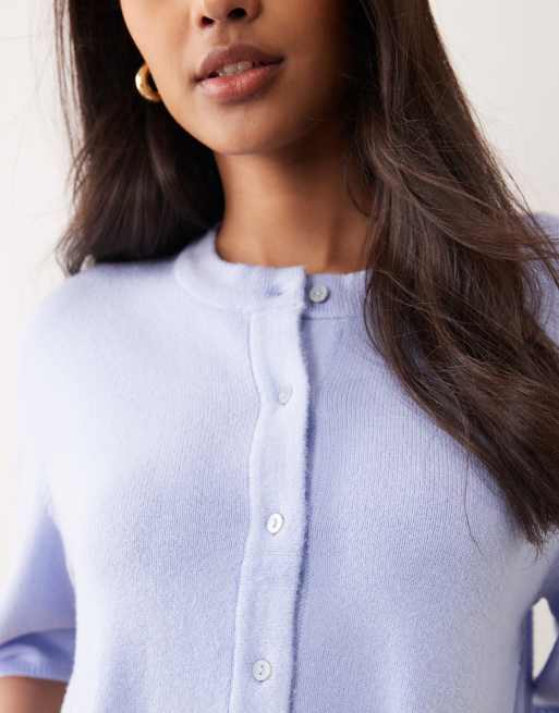 Object - Gilet en maille à manches courtes - Bleu ciel, 3 de 4
