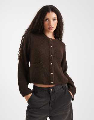Gilet souple avec boutons dorés - Marron chocolat-Brown 34-36