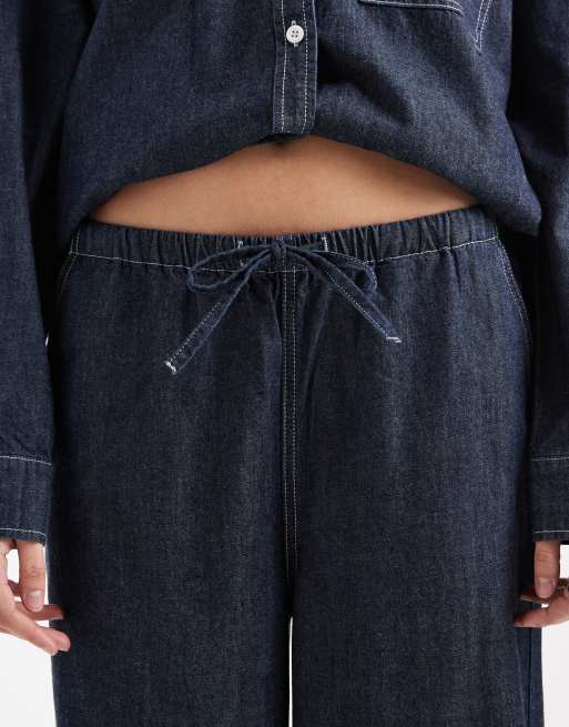 Object Gina barrel tie waist jeans in rinse denim (part of a set) , 4 of 5