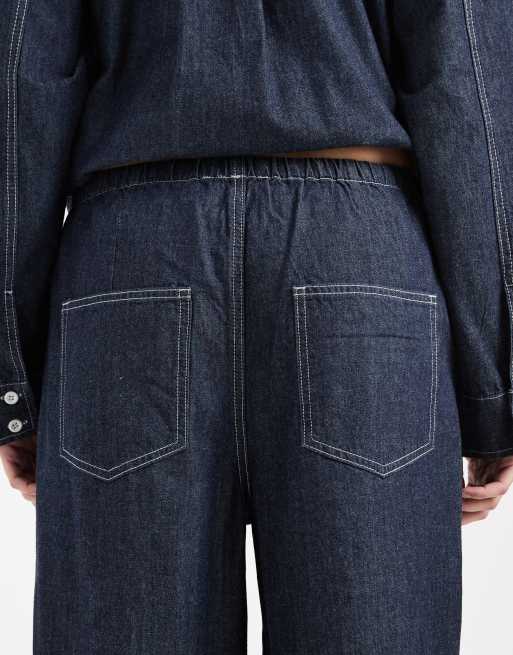 Object Gina barrel tie waist jeans in rinse denim (part of a set) , 5 of 5