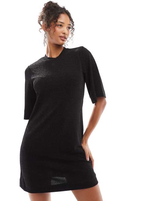 little black dress glitter Black Sleeveless Sequin Sparkle Velvet Short Dress main image 0