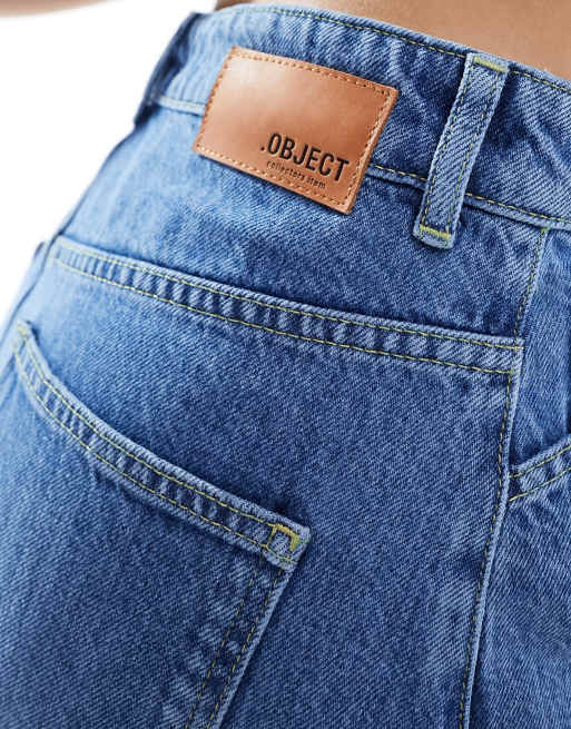 Object - Gonna lunga in denim lavaggio blu medio con fascia in vita doppia, 3 di 5
