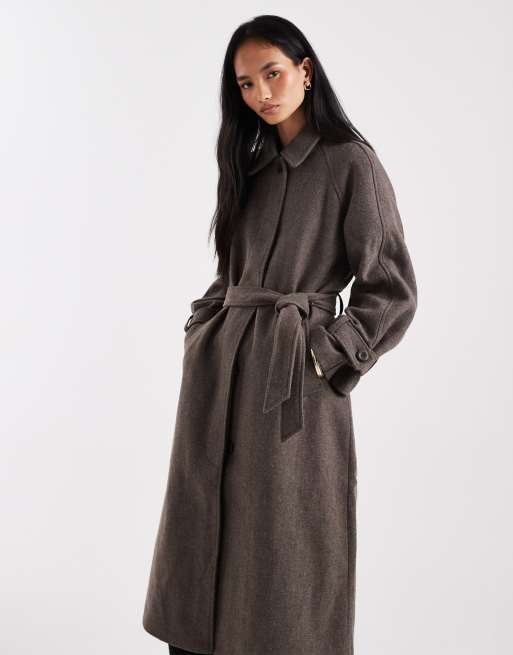 Object - Gråbrun skræddersyet trenchcoat i premium-uldblanding, 2 af 4