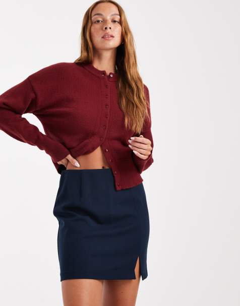 Object tailored mini skirt with notch front in navy