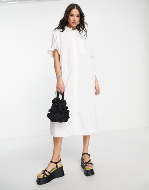 Object – Hemdkleid in Weiß mit Rüschenärmeln, 3 von 4