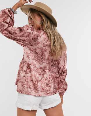 high neck smock top