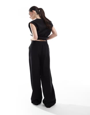 Object High Waist Tailored Pants In Black