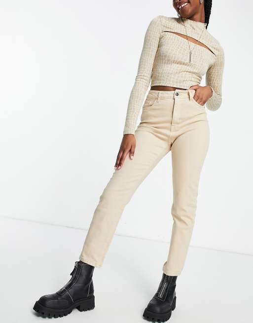 Object high waisted jeans in beige (part of a set)