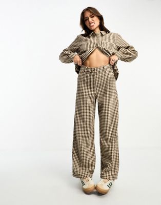 Object high waisted trouser co-ord in brown check - ASOS Price Checker