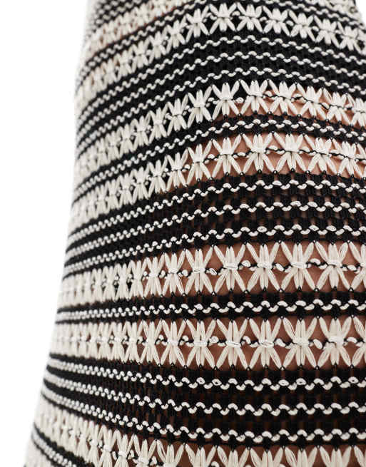 Object - Hæklet maxikjole med striber i sort, 3 af 4