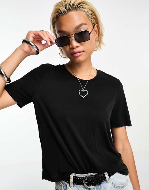 Object – Hochwertiges, anschmiegsames T-Shirt in Schwarz, 2 von 4
