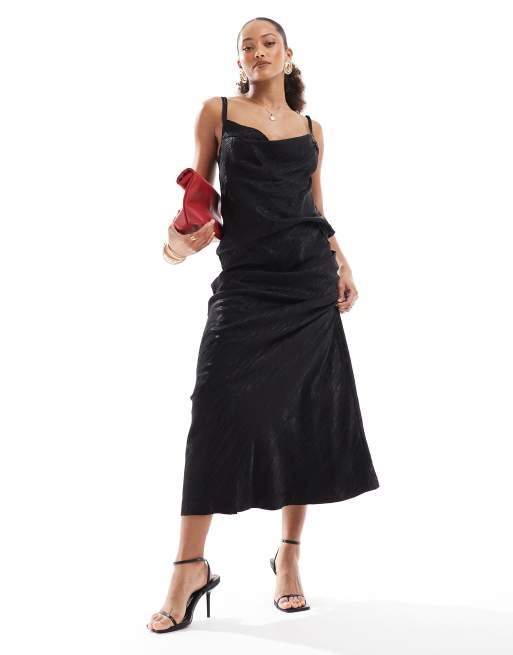 Object jacquard maxi skirt in black (part of a set)