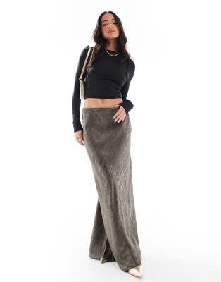 jacquard maxi skirt in taupe-Brown