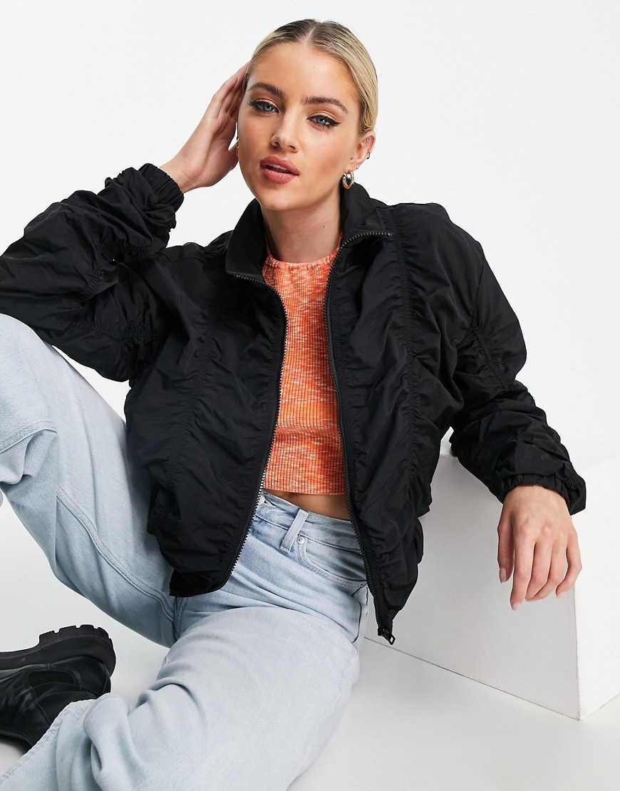 Object Jana ruched bomber jacket in black