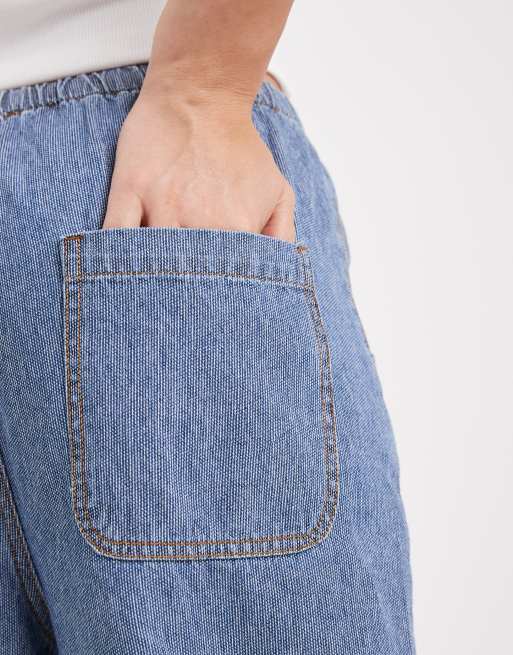 Object - Jean d'ensemble large noué à la taille - Délavage bleu clair, 4 de 5