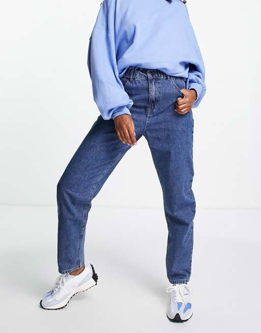 Object - Jeans dritti a vita alta in cotone - MBLUE