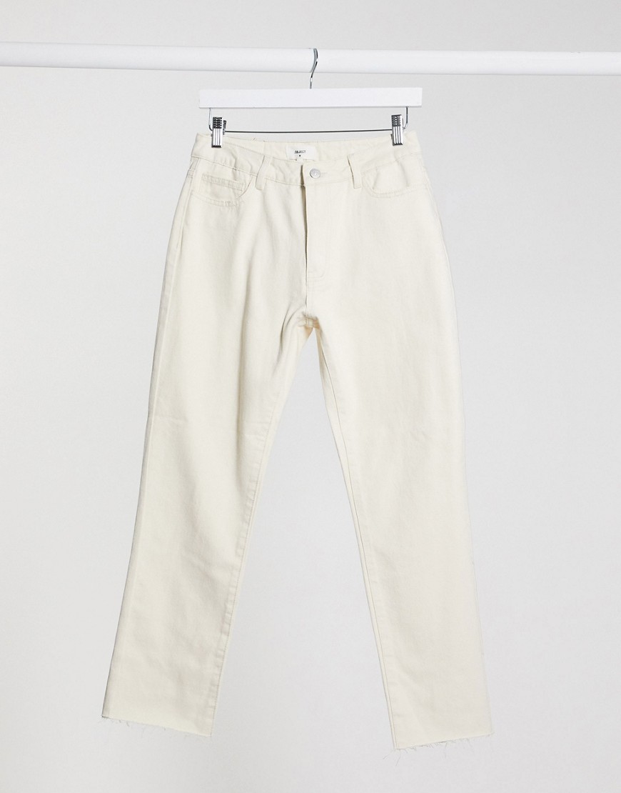 Object - Jeans med lige ben i beige - Del af sæt-Creme