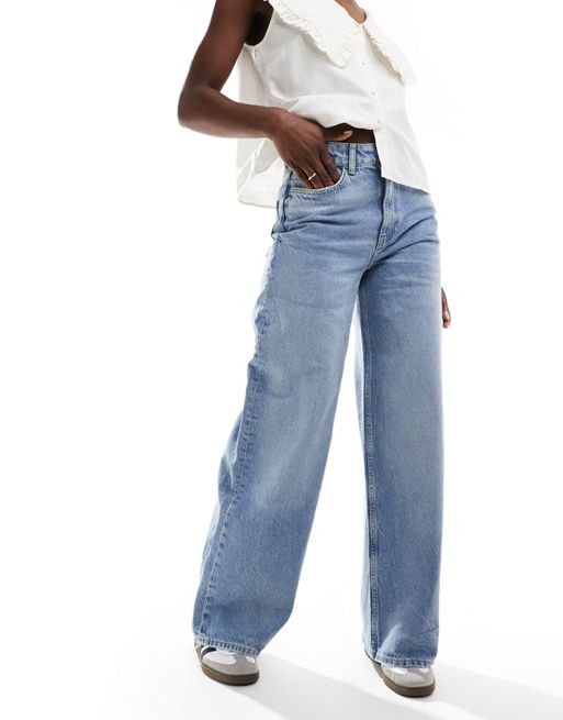 Object - Jeans met rechte pijpen en western detail in medium blauw