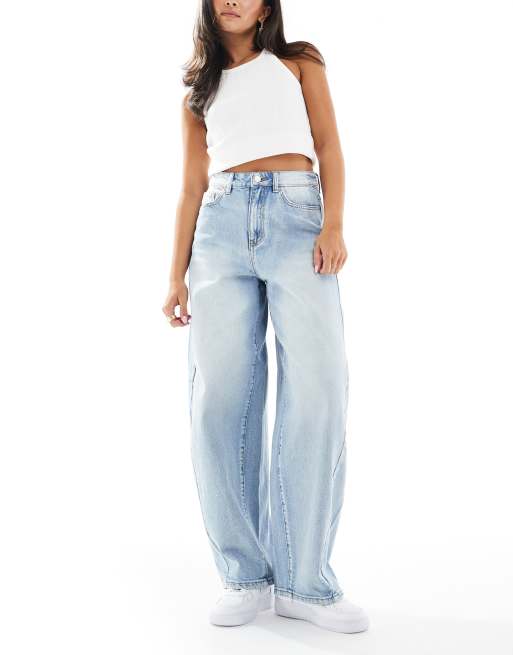 Object - Jeans premium con taglio pronunciato a cilindro lavaggio azzurro