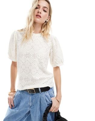 Object jersey broderie t-shirt in white