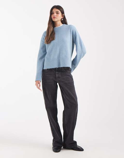 Object - jersey de punto oversize con costura delantera en azul claro, 2 de 4