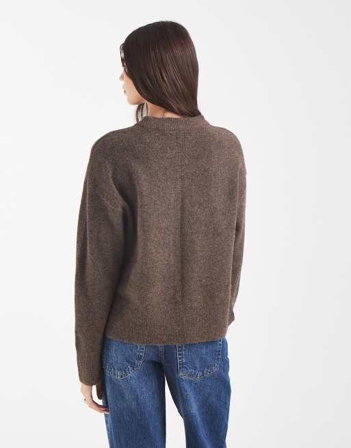 Object - Jersey de punto oversize con costura delantera en marrón, 4 de 4