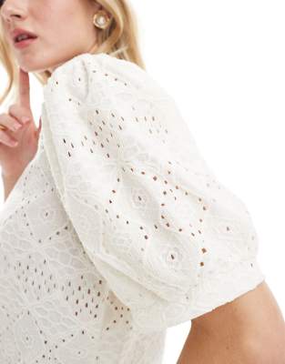 Object Jersey Eyelet T-shirt In White