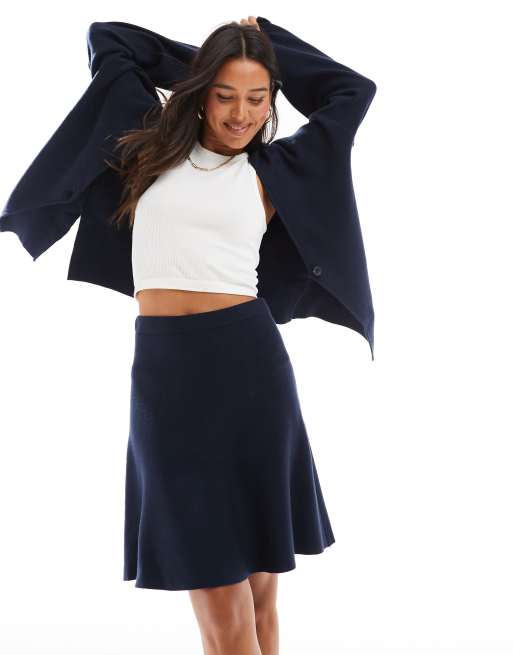 Object Jupe patineuse courte d'ensemble en maille Bleu marine