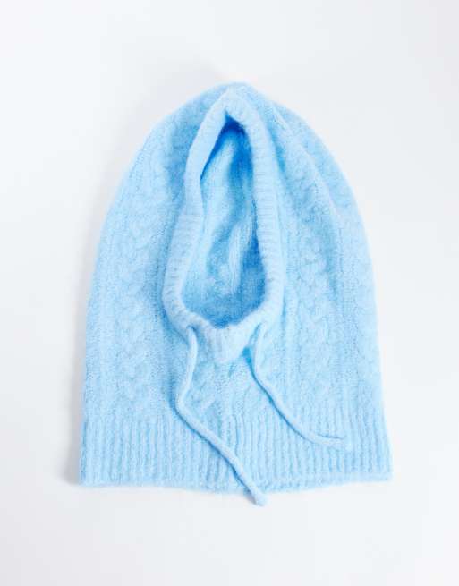 Object kabelstrikket balaclava i pastelblå meleret, 3 af 3
