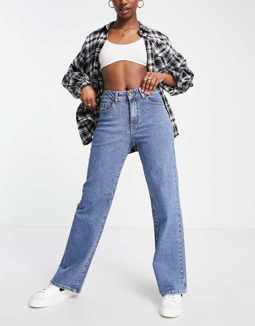 Object - Katoenen dad jeans met wijde pijpen in middenblauwe wassing - MBLUE, 3 van 4