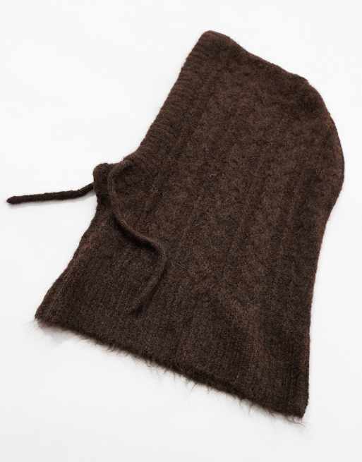 Object knit balaclava in brown melange