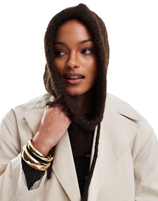 Object knit balaclava in brown melange