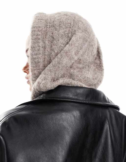 Object knitted balaclava in beige melange