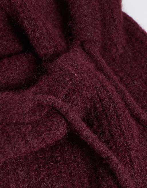 Object knitted balaclava in burgundy, 2 of 3