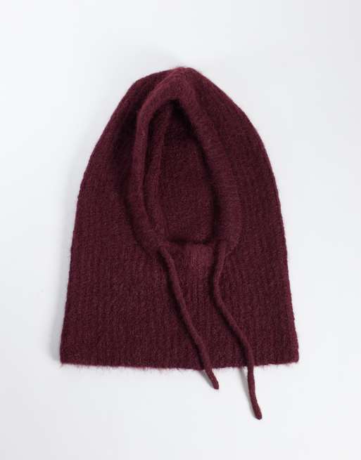 Object knitted balaclava in burgundy, 3 of 3