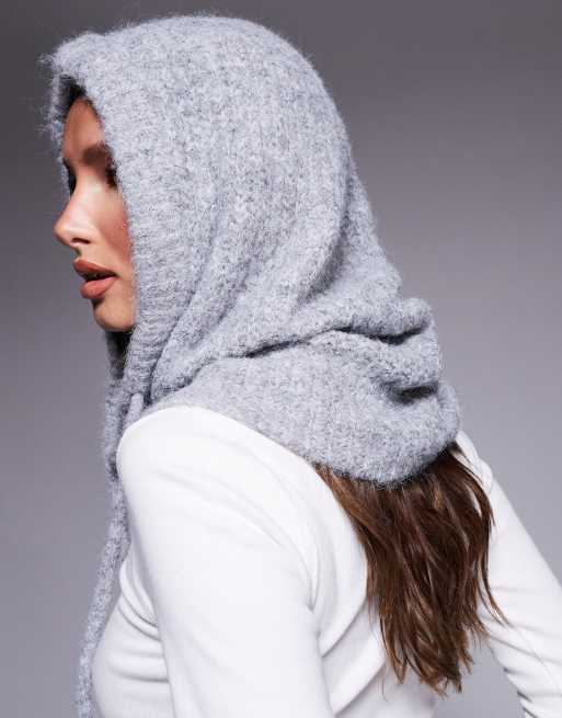 Object knitted balaclava in light gray melange