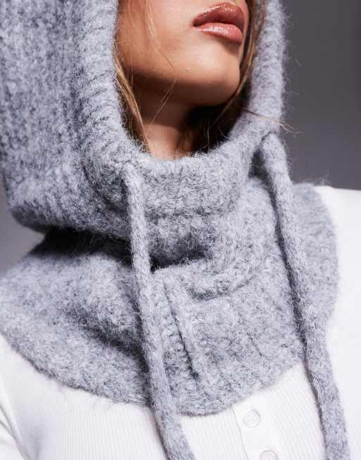 Object knitted balaclava in light gray melange