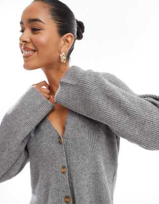 knitted button cardigan in gray