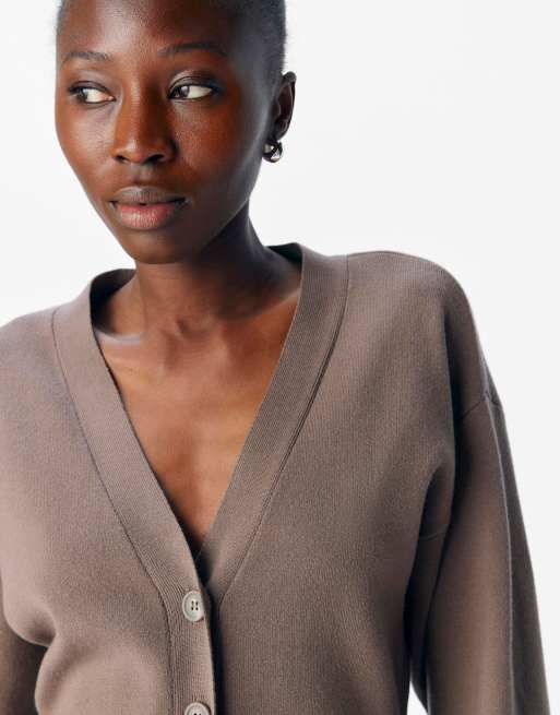 Strickjacke Zalando Cardigan Dunkelbraun Next BUTTON UP REGULAR