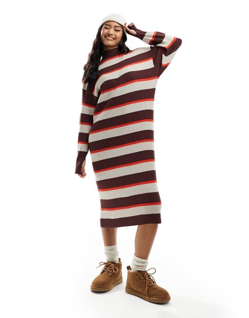 Striped midi sweater outlet dress