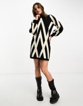 ASOS DESIGN 2 in 1 roll neck mini dress with shirt underlay in