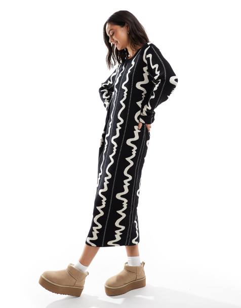 Object knitted midi dress in abstract print - view 1