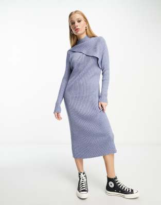 Object knitted midi dress in blue  - ASOS Price Checker