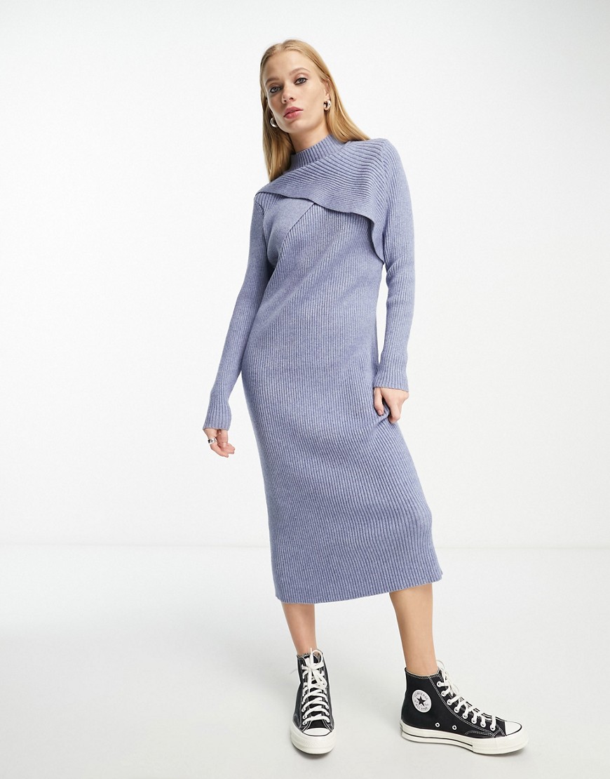 Object knitted midi dress in blue