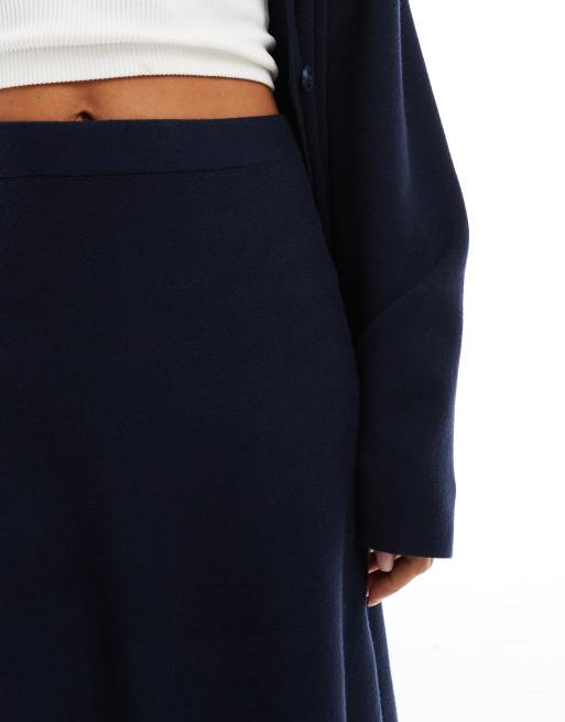 Object knitted mini skater skirt in navy (part of a set), 3 of 5