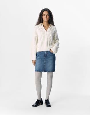 Object - Kurzer Jeansrock aus mittelblauem Denim
