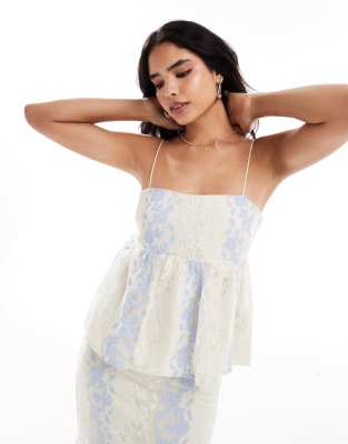 Object lace cami top in cream (part of a set)
